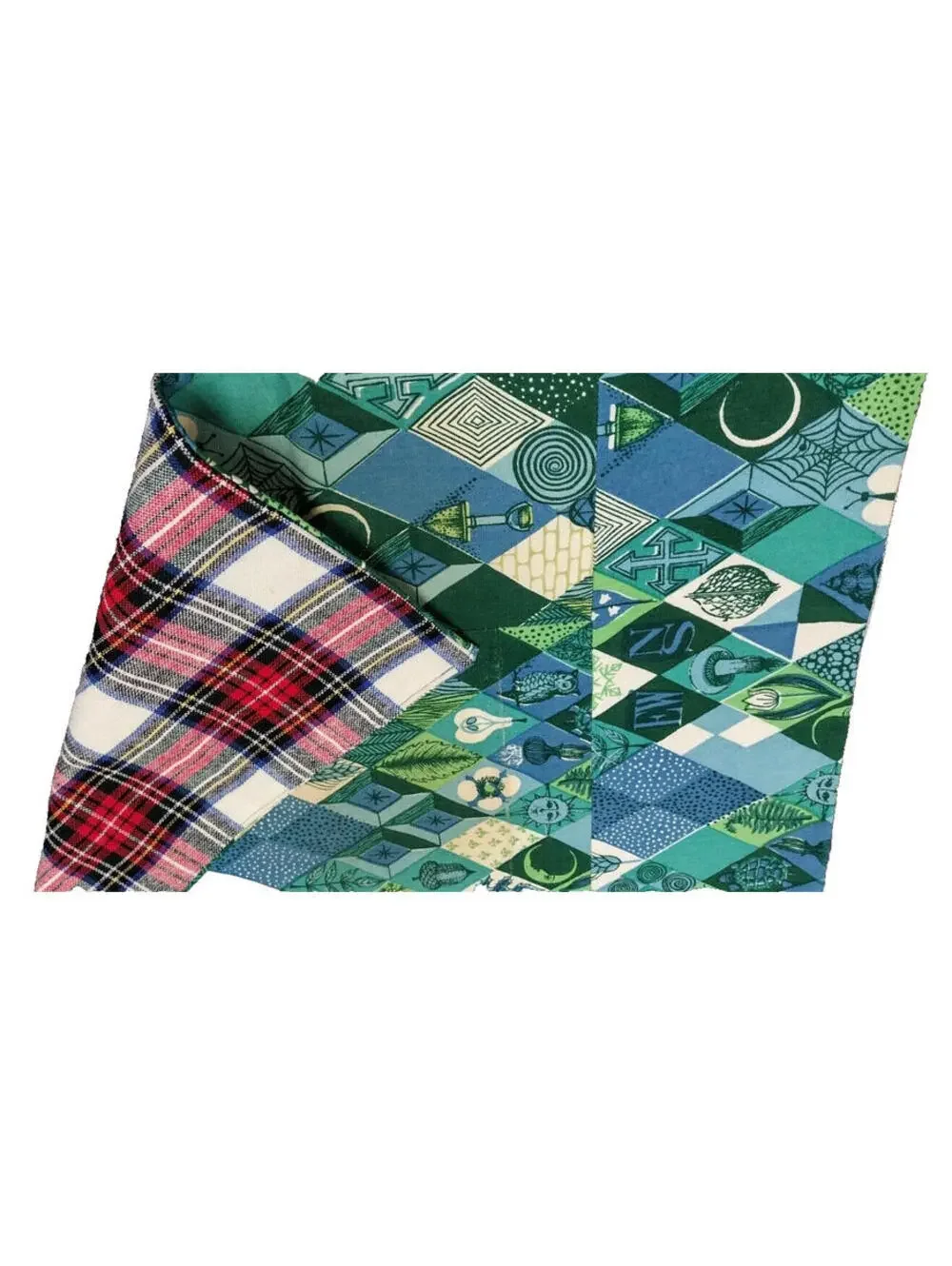 Vintage MCM 1960s Owl Placemat Mushroom RED TARTAN PLAID Linen 19 x 13 inches